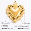 18k gold plated stainless steel hollow heart pendant charm with dimensions 32x24mm - Gold Hollow Out Heart Pendant Only (Without Chain) (PJ91351)