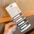 Set of 6 rectangular matte hair clips in neutral earth tones on a display card - 7# Black Coffee Khaki Square - 6Pcs