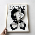 Elegant silk scarf featuring classic black and white geometric pattern on a display board - 70*70cm / 31214-Black White Geometric