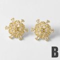 Elegantes pendientes de copo de nieve dorados con brillantes cristales de circonio - Estilo B-Copo de Neve Zircón