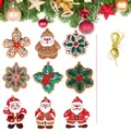 Classic Christmas gingerbread man and Santa ornament set featuring 9 festive PVC pendants - Santa and Snowflake Set (9Pcs)