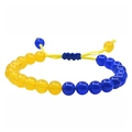 Pulsera tejida a mano con piedras naturales amarillas y azules y cordón ajustable - Pulsera de Cristal Amarillo Azul - Lazo Simple Tejido