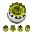 Juego de moldes para galletas de acero inoxidable con mangos verdes para repostería y flores - Juego de 6 Piezas Huecas (Verde)