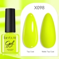 Fluorescent neon yellow gel nail polish X098 in glossy and matte top coat finishes - Neon Yellow (98)