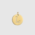 14K gold plated stainless steel letter L pendant with pavé set sparkling diamonds - 14K Gold - L