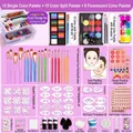 Water-soluble face body paint set with purple storage box and professional makeup brushes - [Advanced 49 Colors Fluorescent Set] + Storage Box + Tools