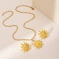 Elegant gold-plated sunflower necklace and stud earrings jewelry set in floral design - Sun Flower Shape Style (E1991-3)