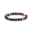8mm natural striped agate beaded bracelet featuring vibrant purple and violet crystal stones - 8mm / Line Agate