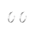 Silver C-shaped hoop earrings with hollow star patterns and a high-polish finish - Star Hollow Large Hoop / Silver