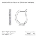 Minimalist double-row moissanite hoop earrings in gold finish S925 sterling silver - Rectangular/E13355