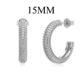 Silver S925 sterling silver bow knot drop earrings with 15mm pave-set cubic zirconia - Pave Hoop Earrings(DY110301-S-W-AB#15) / 15mm / White Gold With White Zirconia