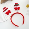 Christmas snowman headband with silver springs and red felt frame for holiday parties - Bow Santa