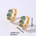 Orecchini a cerchio dorati con tre cuori di zircone blu cielo micro-pavé - Base Oro Turchese Blu