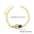 Gold-tone Cuban link bracelet with zircorn panther head and blue center stone - Gold + Blue Stone (Style 4)
