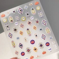Bohemian 3D relief Halloween nail stickers with pumpkins and skulls on TL-042 card - Halloween Vintage Relief Style (TL-042)