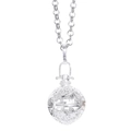 Collana vintage con pendente a sfera cava a fiori argentati su catena lunga - Argento