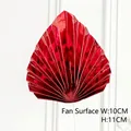 Glossy red fan-shaped cake topper decoration with metallic finish, size 10x11cm - Red Shiny Surface
