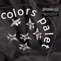 Mini Y2K silver star nail art charms with purple rhinestones, 8.7x6.3mm size - 11# Starburst (9*7mm)