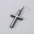 Minimalist double-layered cross pendant necklace in black and silver stainless steel - Style A (Without Chain) / Two-tone Black