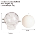 Dettaglio dello stampo per candele a sfera da 5cm in plastica trasparente con dimensioni - 5cm Sfera