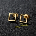 Minimalist square geometric earrings in gold stainless steel with butterfly backings - Square / Gold