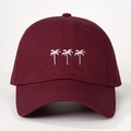 Detailed embroidery of three white coconut trees on a burgundy cotton baseball cap - One Size / Burgundy (White Coconut Tree)