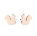 Cute squirrel animal stud earrings in rose gold stainless steel for women - Squirrel / Rose Gold