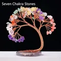 Chakra money tree variant with colorful tumbled stones and a natural agate base - 7 Chakra Phoenix Tail Tree (12 Branches)