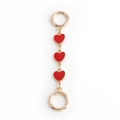 Golden chain extension featuring three red heart charms and round spring clasps - Red Triple Heart