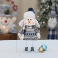Pupazzo di neve natalizio alto 33cm con maglione lavorato a maglia blu e cappello - 33CM / Pupazzo di Neve Altalena (Cappello Usher)