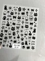 Adhesive black cat nail art stickers with bows and stars pattern model Aha! 086-02 - Aha-8602 Black Cat