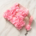 Pink floral pet harness and leash set with 3D flower lace for small dogs and cats - L / 3D Flower Pink