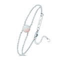 S925 sterling silver four-claw bracelet featuring a 1.00CT white round opal gemstone - October Synthetic Opal