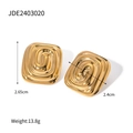Pendientes rectangulares dorados con textura espiral en acero inoxidable de 18k - 2.65cmx2.4cm / Dorado