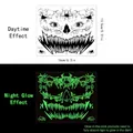 Luminous Halloween face tattoo sticker model HY-011 with skull spider design, 13.5x16cm - Cracked Skull (HY-011)