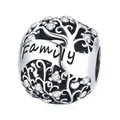 Family Tree hollow bead charm in 925 sterling silver with sparkling zirconia stones - Hollow Family Tree (BSC489)