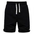 Makro-Detail der schwarzen Waffelstrick-Shorts für Herren mit elastischem Bund und Kordelzug - S / Schwarz