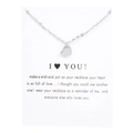 Close-up of a silver heart pendant necklace on a romantic I LOVE YOU gift message card - Heart White Card (YH6166) / Silver