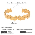 Bracciale rigido regolabile in acciaio inossidabile placcato oro 18k con farfalla - Stile Farfalla Cava (JDBW2409005)