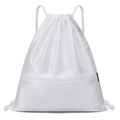 Lightweight white drawstring sports backpack with diamond quilted pattern and front zipper pocket - Small (Daily) / White
