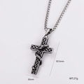 Retro stainless steel cross pendant necklace with a detailed snake wrap and box chain - Snake Wrapped Cross Style (8)
