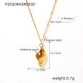 Collar de acero de titanio chapado en oro de 18k con colgante de caracola y perla falsa - Estilo de Colgante de Perla de Caracola (P2020) / Dorado