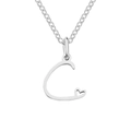 Minimalist silver stainless steel necklace featuring letter C pendant with heart detail - Letter C (C-Silver) / Steel Color