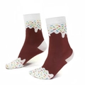 Chocolate dessert style mid-calf socks with colorful sprinkle patterns and brown knit finish - Chocolate Dessert Mid-calf Socks