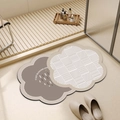 Floral bath mat set with brown letter print and grey plaid pattern in modern bathroom - 40*60cm (Normal Diatomite) / G-Brown Stripes with Text