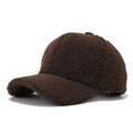 Gorra de béisbol de invierno en sherpa marrón café con textura de lana de cordero - Talla única / café