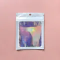 White holographic resealable packaging bag with square laser window and hanging hole - 7*10cm White