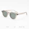 Detalle de gafas de sol retro TR90 modelo T7243 C3F dimensiones 49-24-148 mm - Montura Gris Caqui Lente Verde Oscuro