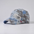Close-up of denim baseball cap with blue and white floral pattern and premium stitching - Adjustable / Chinese Style Floral 8