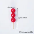 Miniature red resin rock candy gourd model on a wooden stick for DIY charms and hair clips - 7.5cm Glossy Candied Haws - No Hook Model